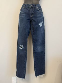 Rich & Skinny Blue Straight Leg Jeans with Distressing Size 25