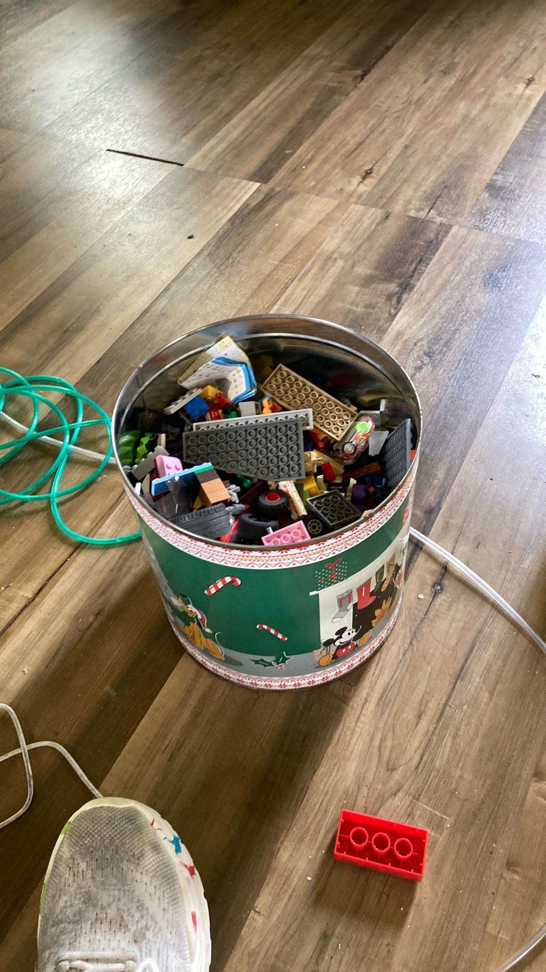 Legos figures, wheels, and all