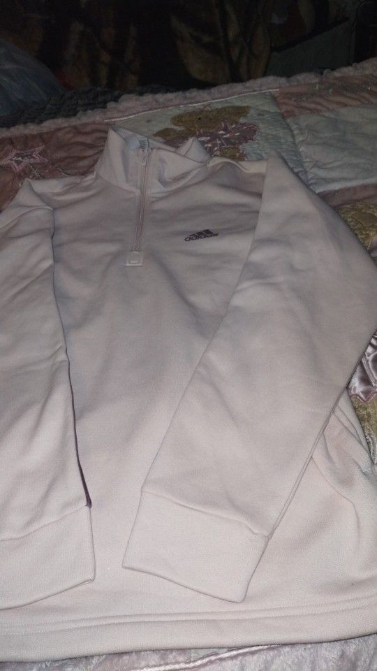 Women's Light Colored Half Zip Up Adidas Sweater Size Small 