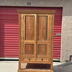 Solid Wood Slatted Cabinet / Armoire