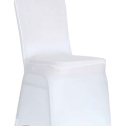 10 Pack Spandex Fitted Banquet Cair Covers White - Reusable Stretch Slip-On Slipcovers 