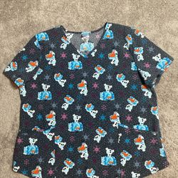 Disney Frozen II Olaf Medical Scrub Top Size 2XL