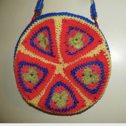 Granny Square Purse Round I Fully Linned it with a Blue Felt Fabric