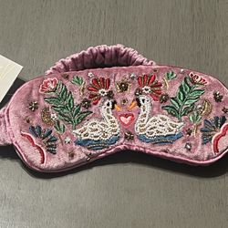 Embroidered & Beaded Pink Sleep Mask