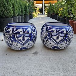 Talavera Sphere Clay Pots. Planters. Plants. Pottery $45 cada uno