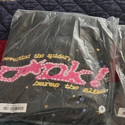 black and pink sp5der hoodie