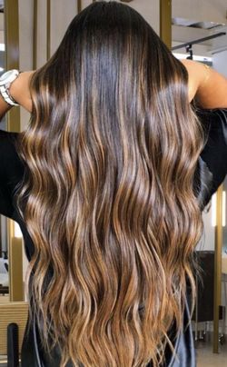Clip ins hair extensiosn with highlights brunette