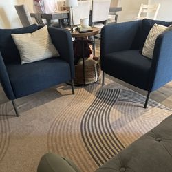 Blue Ikea Ekero Arm Chairs (2)