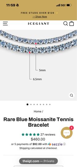 .925 sterling silver moissanite tennis bracelet.