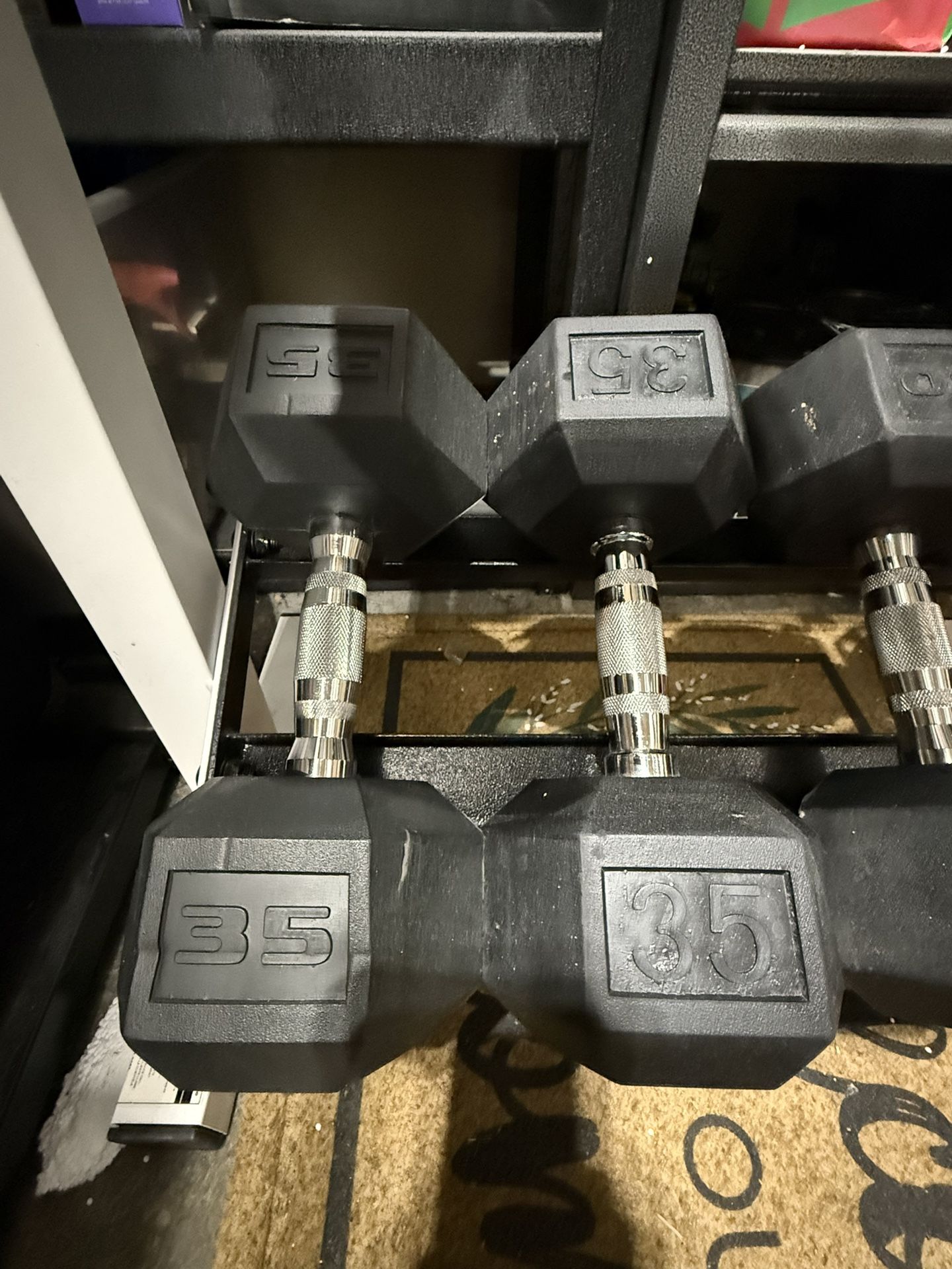 Rubber Dumbbells #40 #35 #30 With Rack