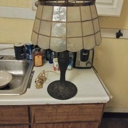 Mid Century Capiz Shell Lamp 20" Works!