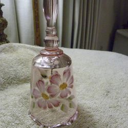 FENTON GLASS PINK HAND PAINTED SPRING BEAUTY BELL