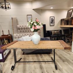 Handmade Industrial Solid Wood and Metal Desk