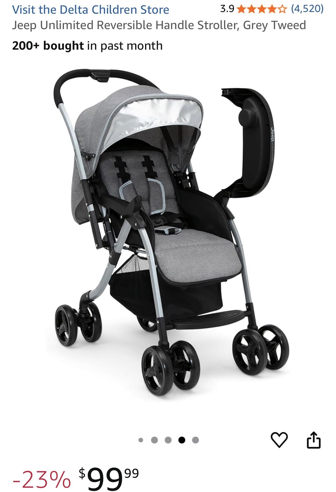 Jeep By Delta Children Unlimited Reversible Handle Stroller Gray Tweed