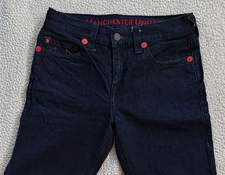 mens true religion x manchester united ricky straight jean - size 31X30