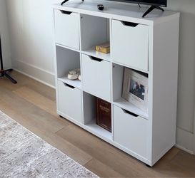 White 9-Cube Storage Shelf with Drawers