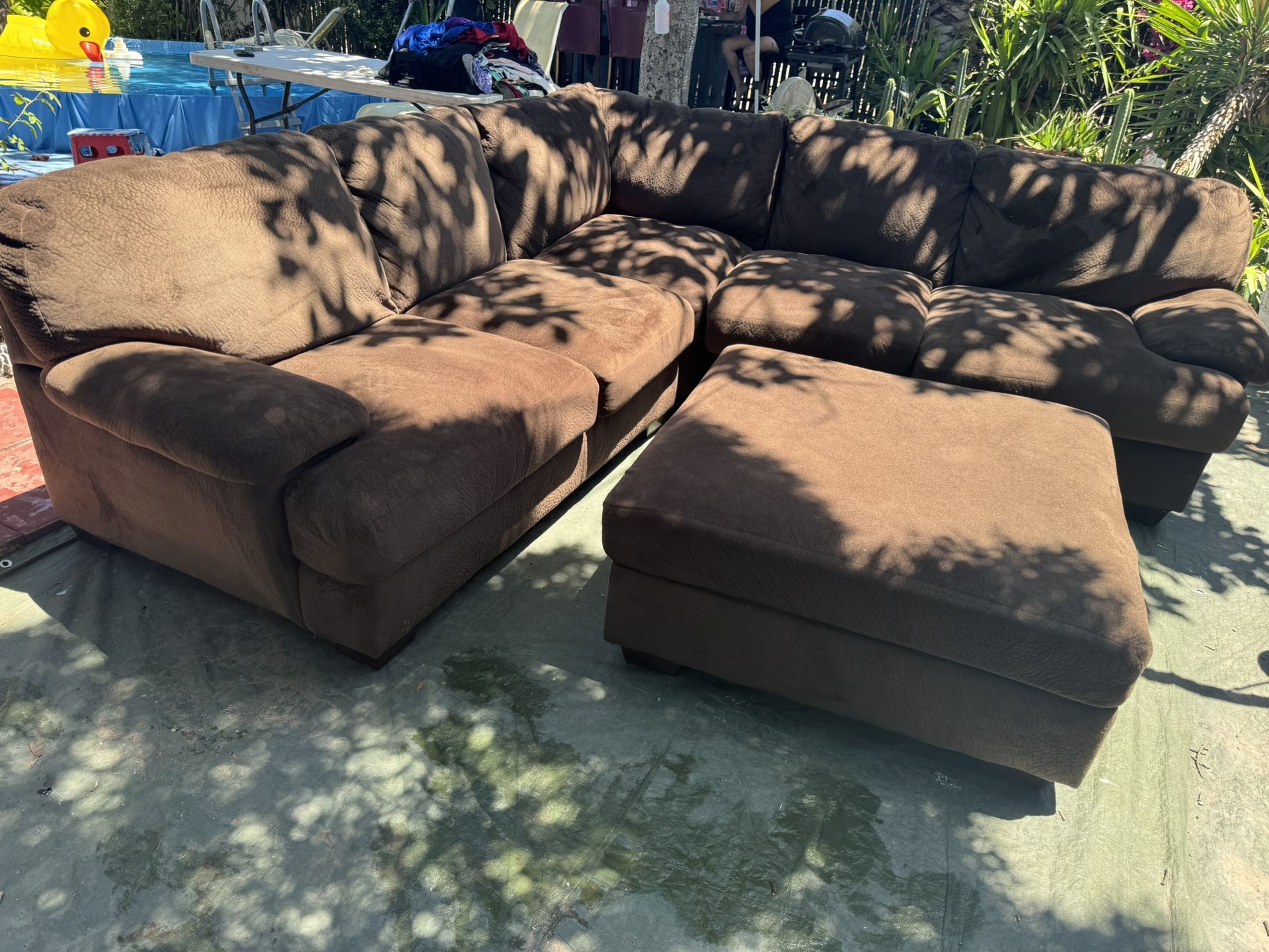 Brown couch with ottoman great condition clean we sell all the time delivery $40 local