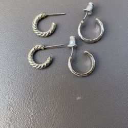 Two Pairs Of Silver Plated Earrings