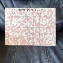 Pink White Glass White Board Wipe Off Dry Erase Calendar
