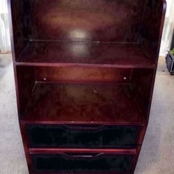 31" Mahogany & Black Shelf w/2 Drawers