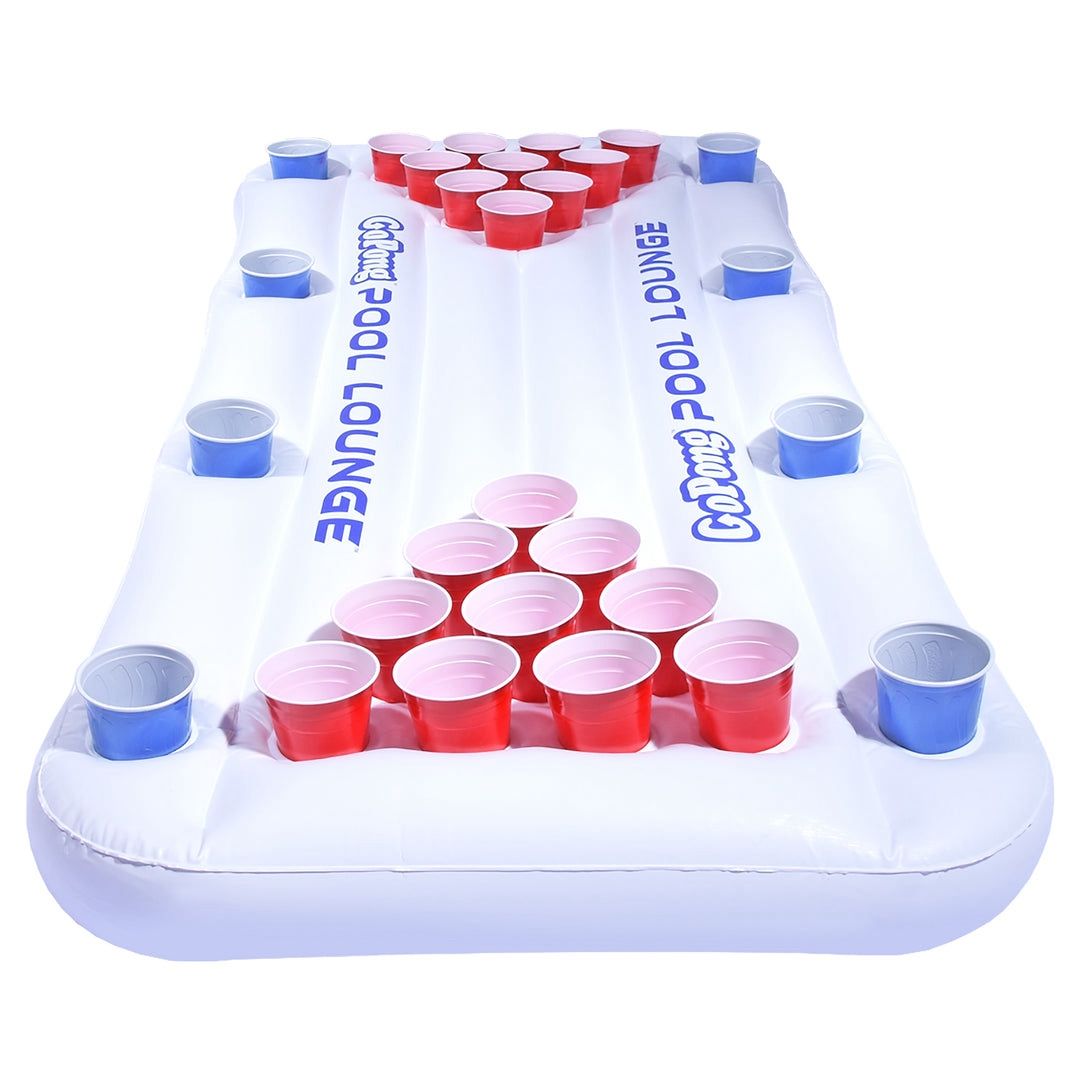 NEW! GoPong Inflatable Pool Lounge Beer Pong Table- White