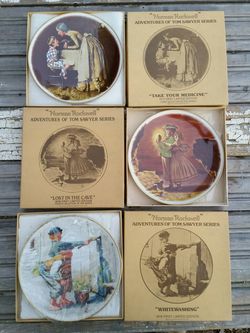 Three Norman Rockwell Tom Sawyer series collector plates 1970s