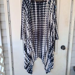 Forever 21 Tye dye calf length knit cardigan with hood Sz M