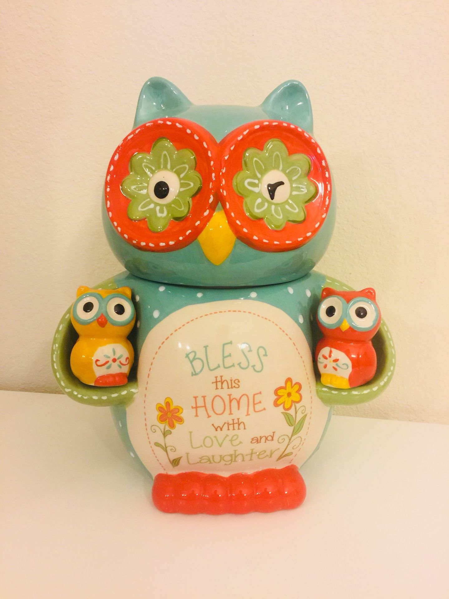 Owl Cookie Jar with Salt & Pepper Shakers