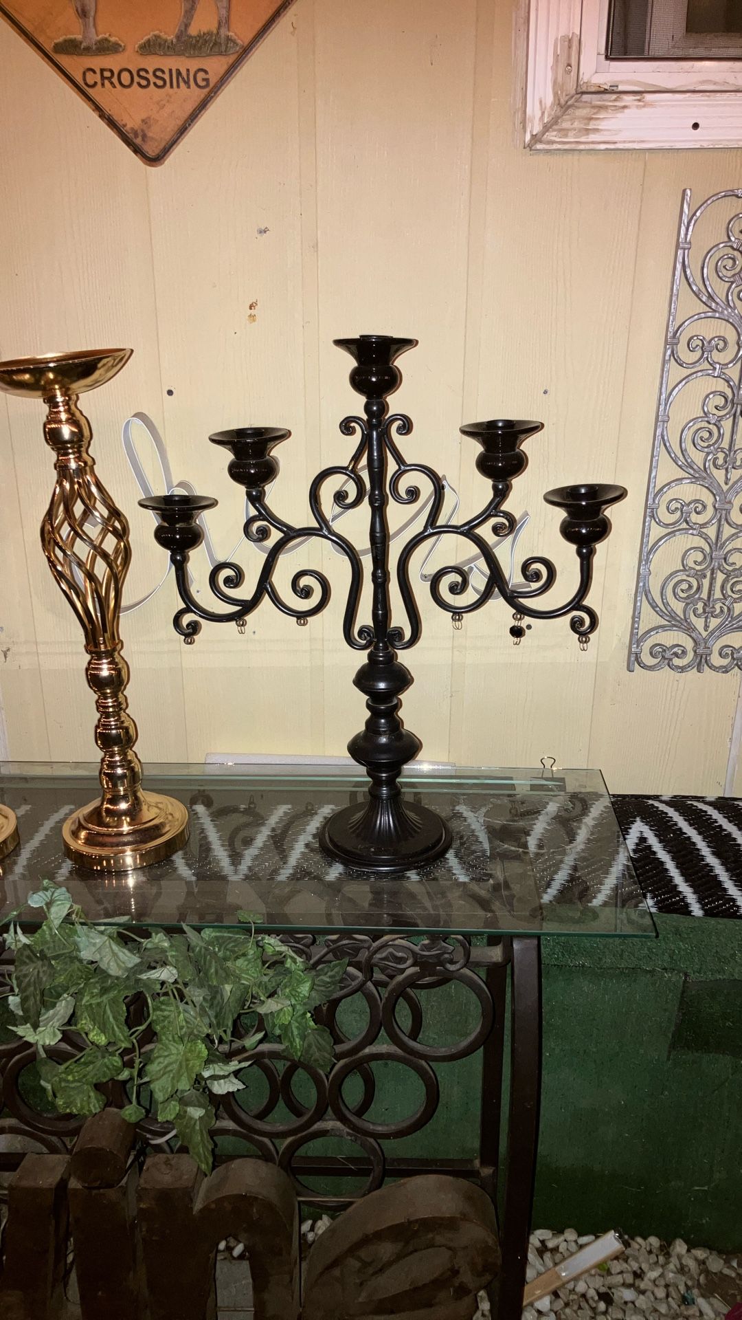 Beautiful Black Candle Holder - 25.00
