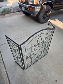 Leaded Glass Fireplace Screen