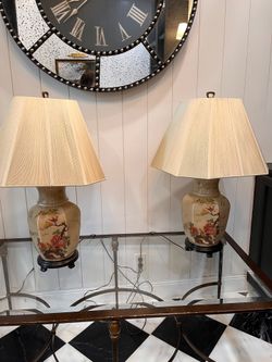 VINTAGE SATSUMA-STYLE TABLE LAMPS (PAIR) – $125