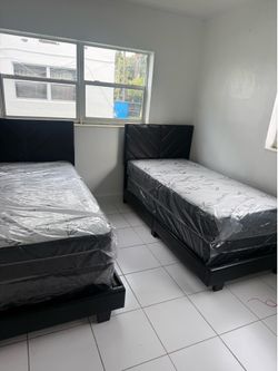 2 twin size bed frame with 2 mattress set. All new furniture free delivery free installation