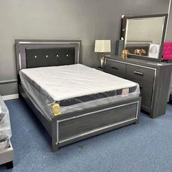 Lodanna FULL Size Panel Bed & Dresser & Mirror ⚡Finance And Delivery Available ⚡NEW