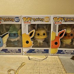 Funko Pop Pokemon Vaporeon Flareon Jolteon Excellent Condition Box