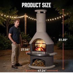 Brand New Patio Concrete Wood Chimney 