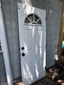 Door and screen set, exterior.