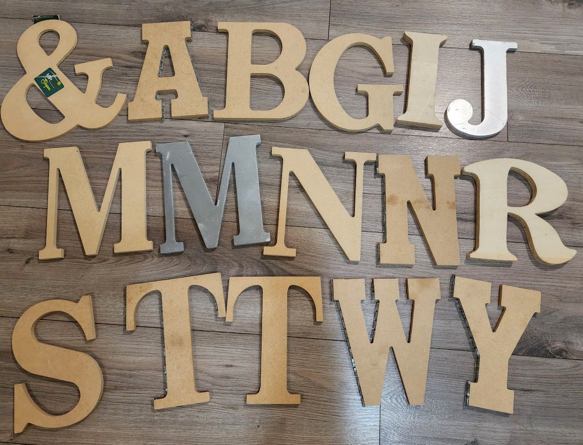 16 LARGE Wood Letters For Crafts Painting Mosaics