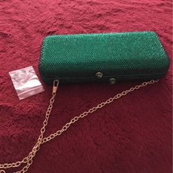 Purse Green Stoned Clutch