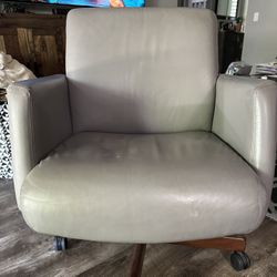 Leather Gray Office Swivel Desk Chair 