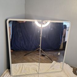 HBEZON LED Bathroom Mirror Cabinet AR36-L(C) Defog Digital Clock