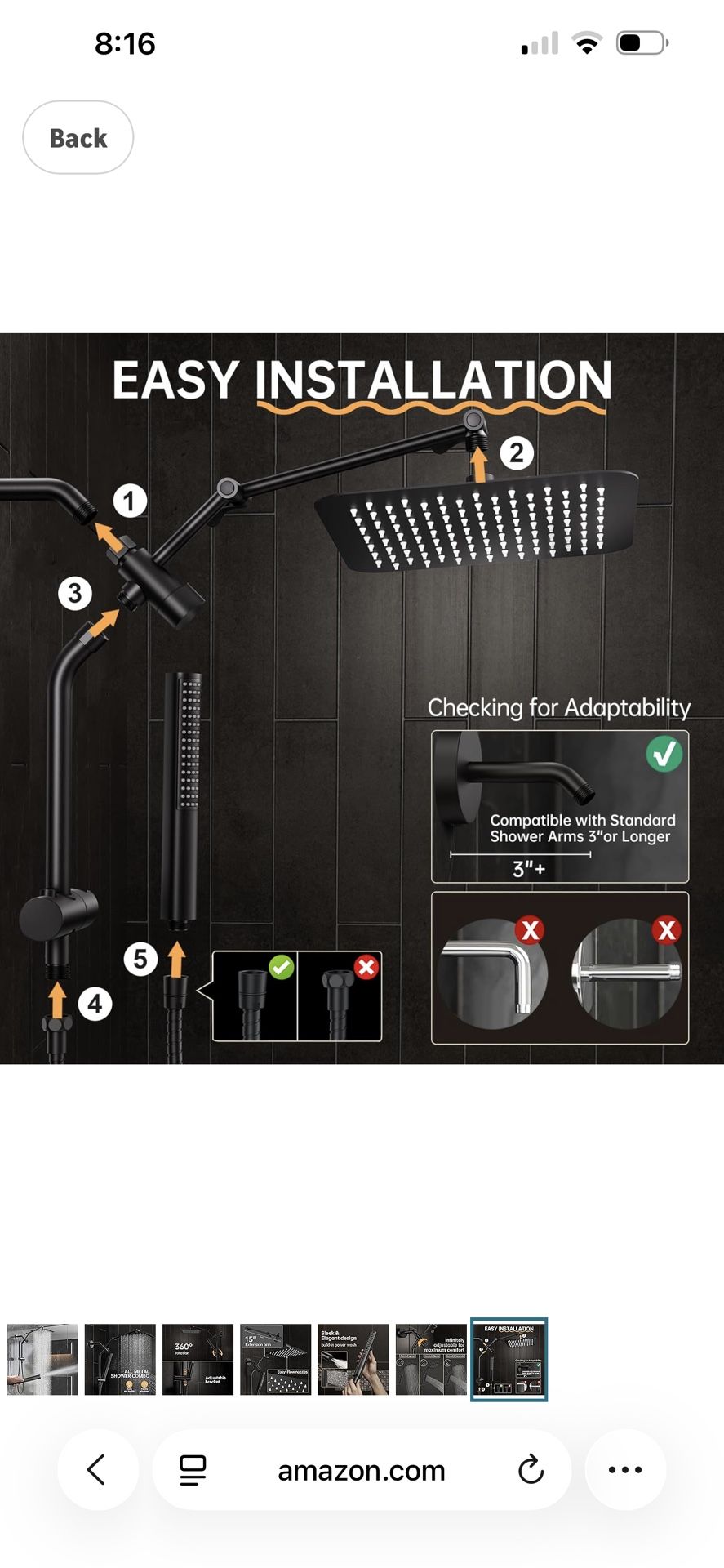 Matte Black Shower Head