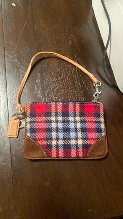 Coach Plaid Wool Wristlet Clutch