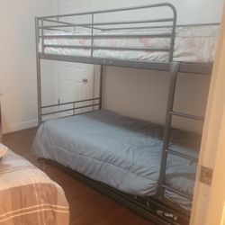 Bunk Bed  With Third Bed Can Pullout 3 Kids Can  Sleep. Mattress  Not Include.