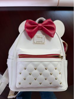 Loungefly Disney Minnie Mouse Quilted Gold Studded Mini Backpack
