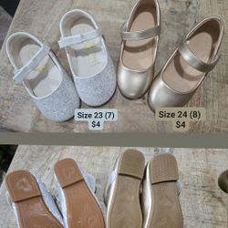 Silver Glittery & Gold Dress Shoes Girls Youth