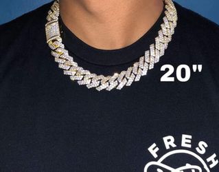 Chain and bracelet Full Diamond 16MM Gold Plated 14k Doesn't Loses Color