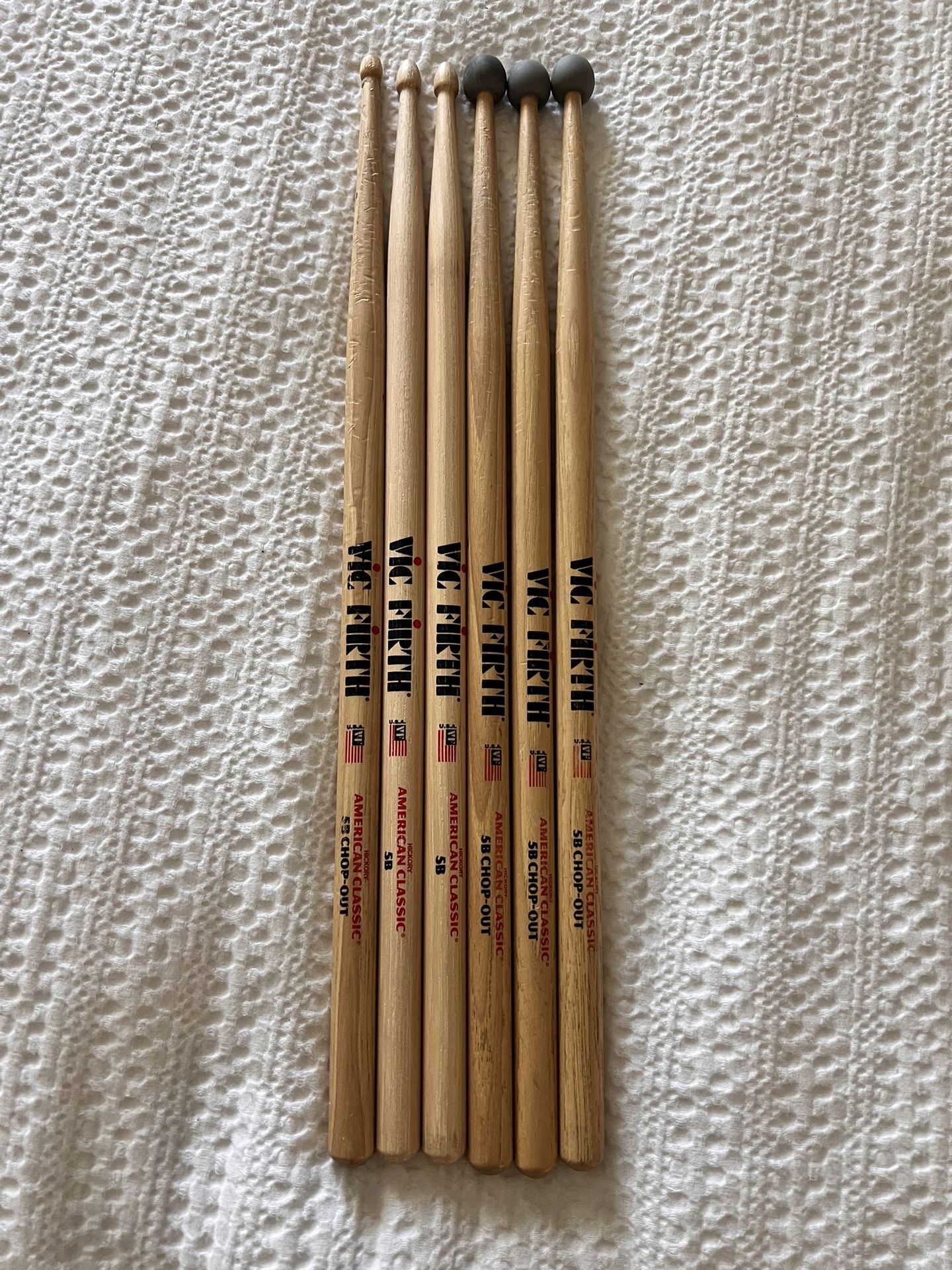 6 Vic Firth 5B Hickory Drum Sticks