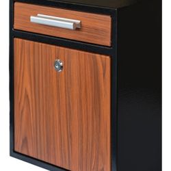 Locking Wall-Mount Mailbox, Wood Vintage Metal Mailboxes for Outside, Security Drop Box with Lock, Large Capacity Heavy Duty Thickened Mailbox