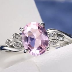 Sterling silver pink sapphire 8-10