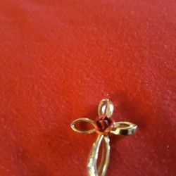 925 Sterling Silver Rose Cross Charm